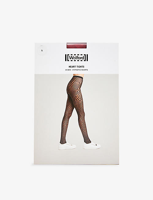 WOLFORD: Heart-pattern 20-denier stretch-woven tights