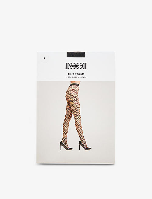 WOLFORD: Monogram-knit sheer stretch-woven tights