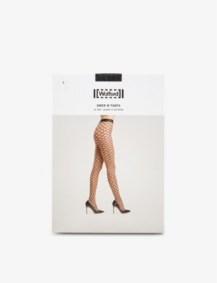 WOLFORD Monogram knit sheer stretch woven tights Selfridges