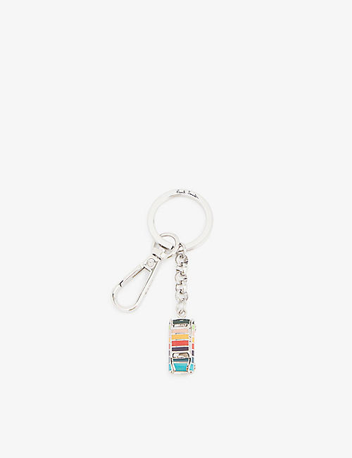 PAUL SMITH: Mini rainbow-stripe metal keyring