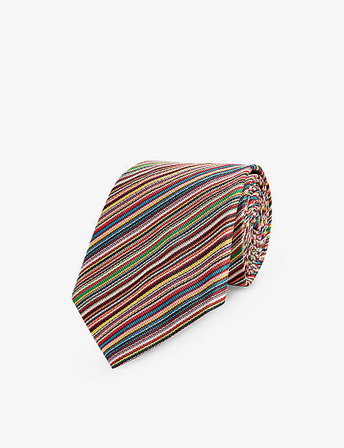 PAUL SMITH: Stripe-print wide-blade silk tie