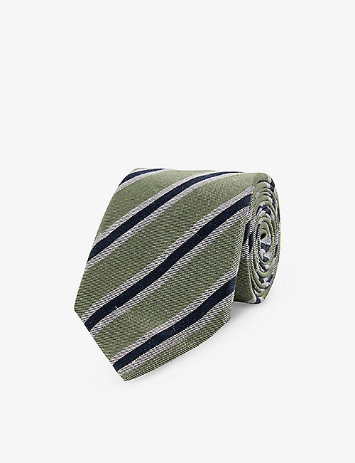 PAUL SMITH: Pastel stripe silk and linen-blend tie