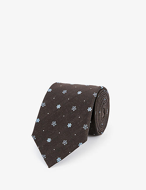 PAUL SMITH: Dotty floral-print silk-blend tie