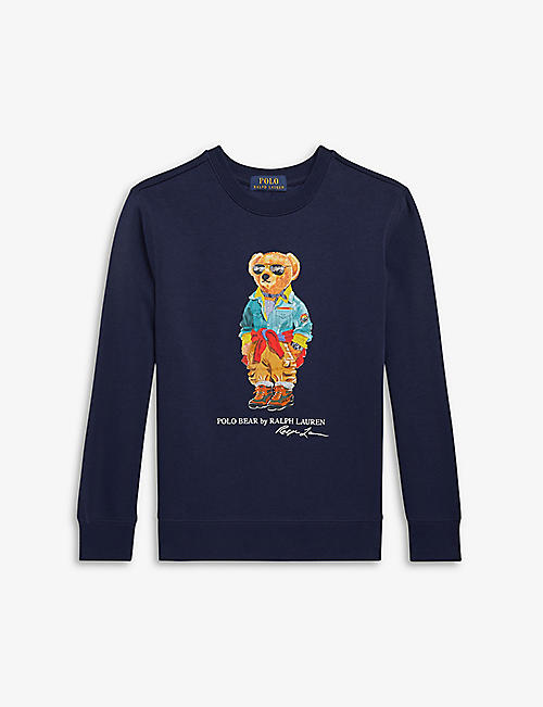 RALPH LAUREN: Polo Bear-print crewneck cotton-blend sweatshirt 6-14 years