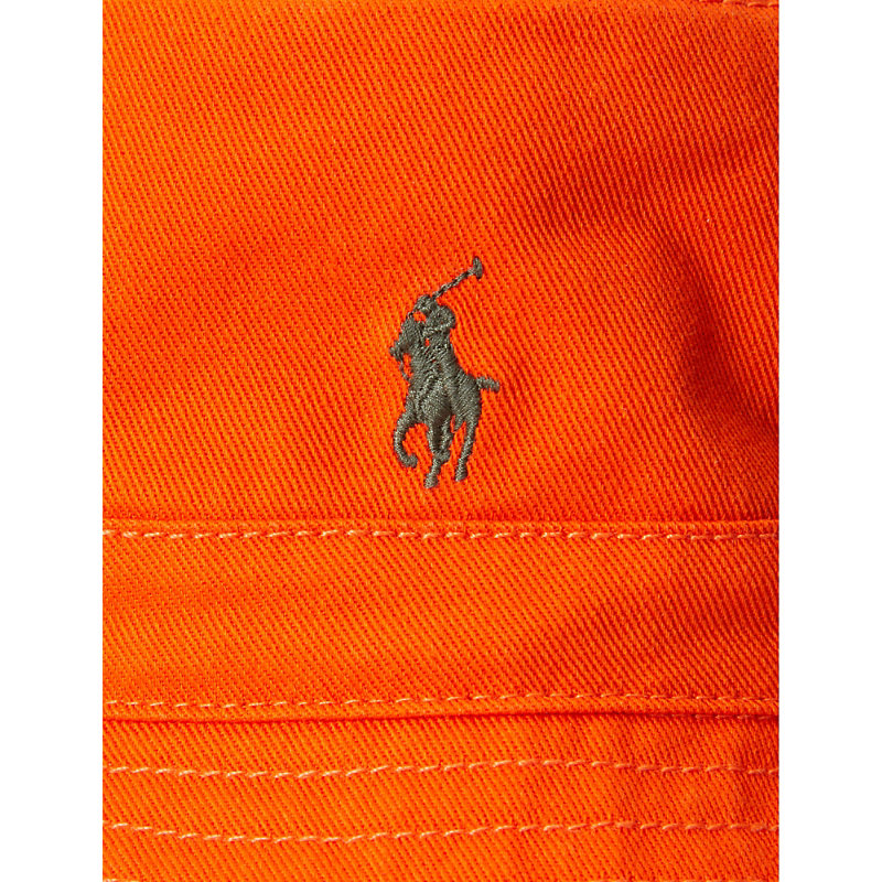 Ralph Lauren Logo-embroidered Cotton-twill Bucket Hat In Orange/camo Multi