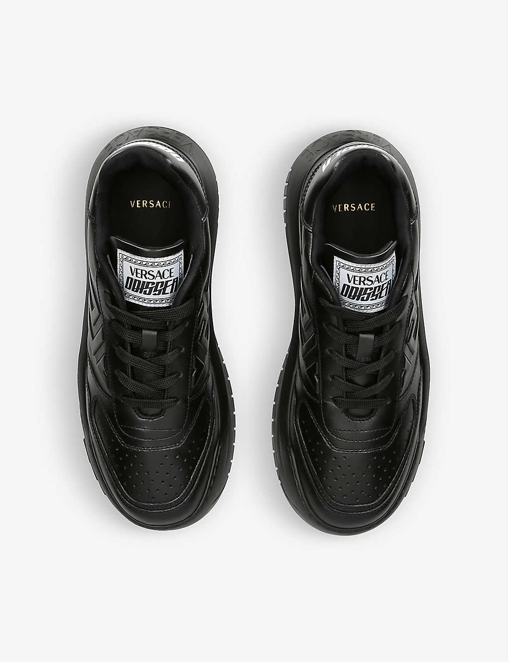 VERSACE Odissea logo-patch leather low-top trainers