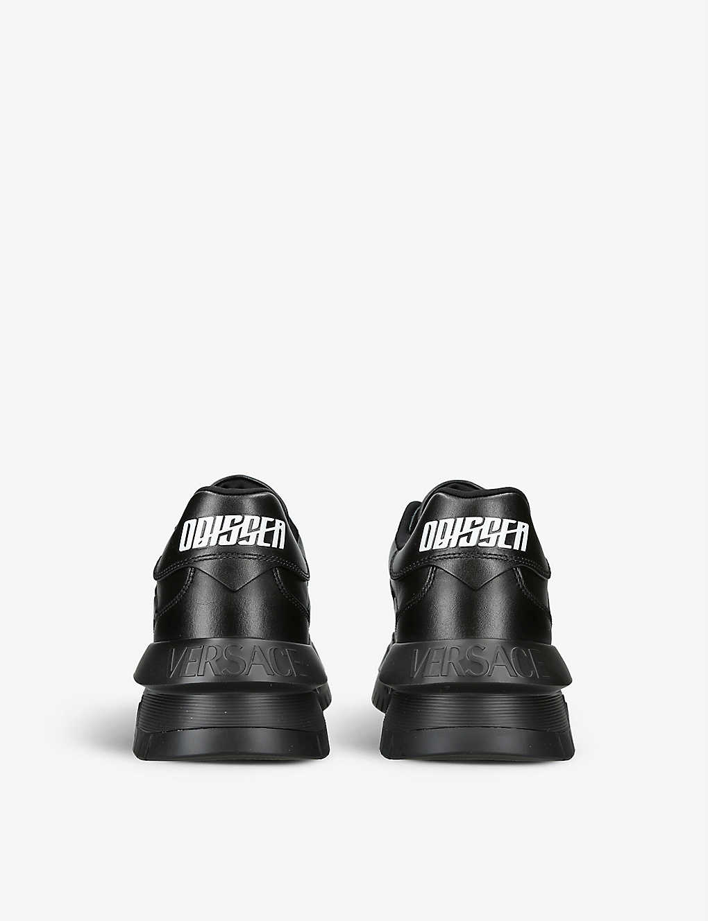 VERSACE Odissea logo-patch leather low-top trainers