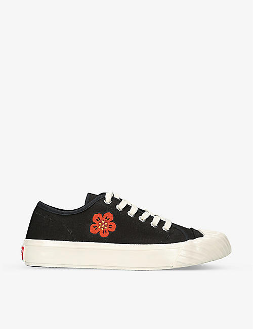KENZO: Kenzoschool floral-embroidered cotton low-top trainers