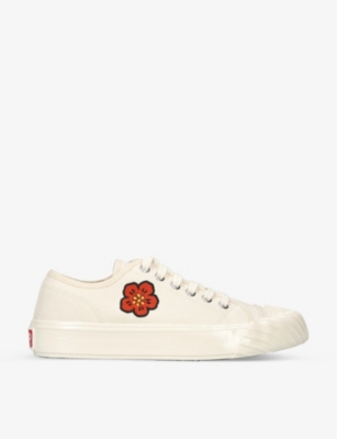 Kenzo Womens Cream School Floral-print Cotton Low-top Trainers