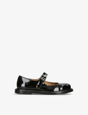 KENZO KENZO WOMEN'S BLACK SMILE PATENT LEATHER MARY JANE SHOES,61808479