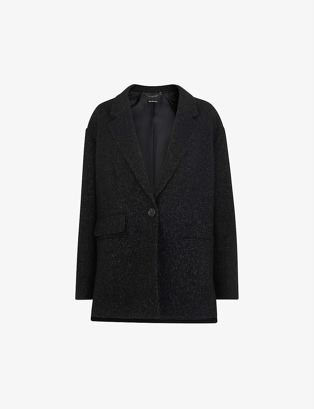 Whistles Womens Black Maria Single-breasted Woven Coat