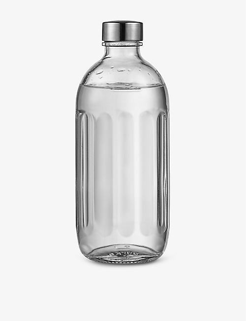 AARKE: Clear glass and stainless steel bottle
