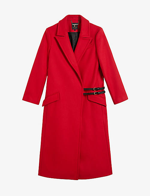 TED BAKER: Frejia detachable strap wool-blend coat