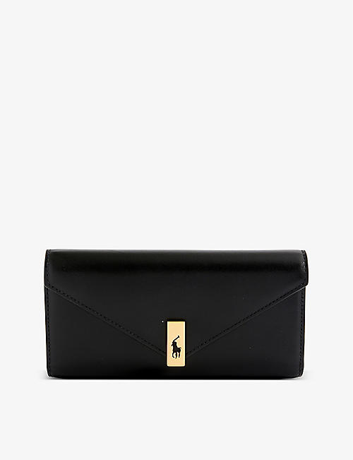 POLO RALPH LAUREN: Logo-embellished grained-leather purse