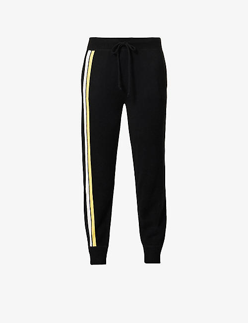POLO RALPH LAUREN: Striped-trim tapered wool-blend knitted jogging bottoms