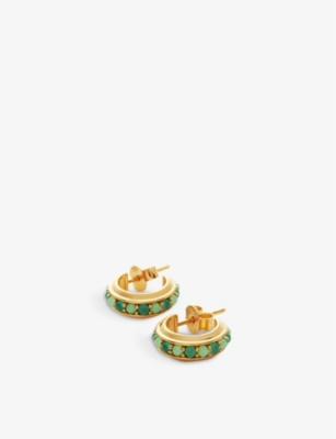 MISSOMA: Mini green onyx and chalcedony 18ct sterling-silver hoop earrings