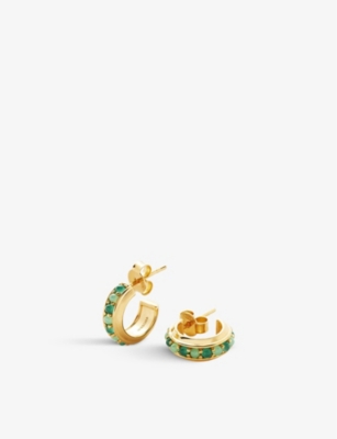 Missoma Hot Rox Gemstone Mini Hoop Earrings In Gold,green