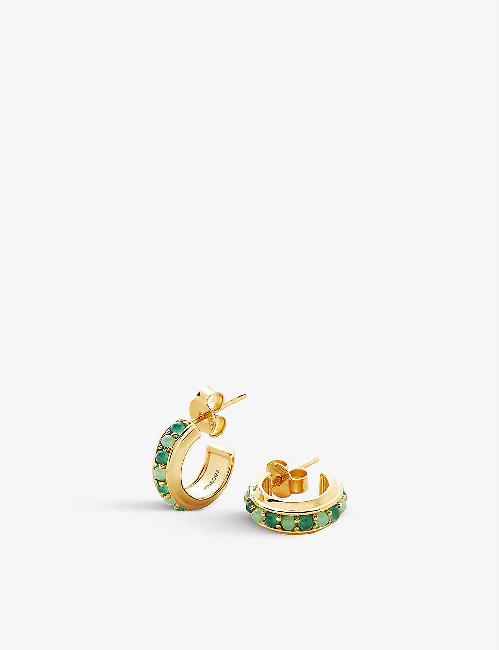 Missoma Hot Rox Gemstone Mini Hoop Earrings In Gold,green