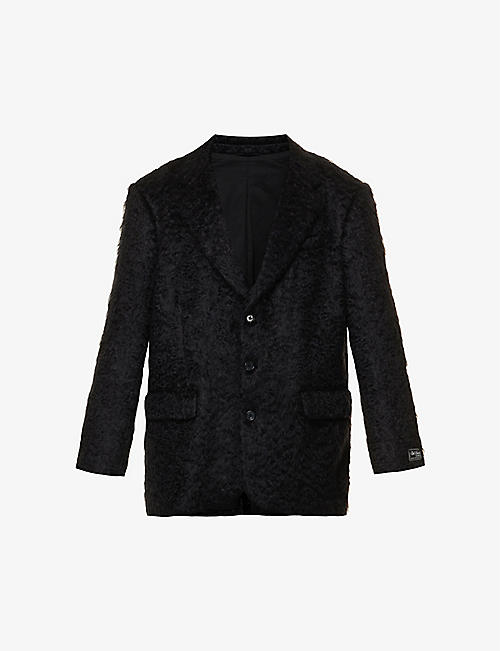 RAF SIMONS: Brushed-texture oversized-fit wool-blend blazer
