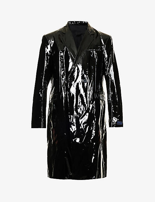 RAF SIMONS: Double-breasted PVC-coated cotton coat