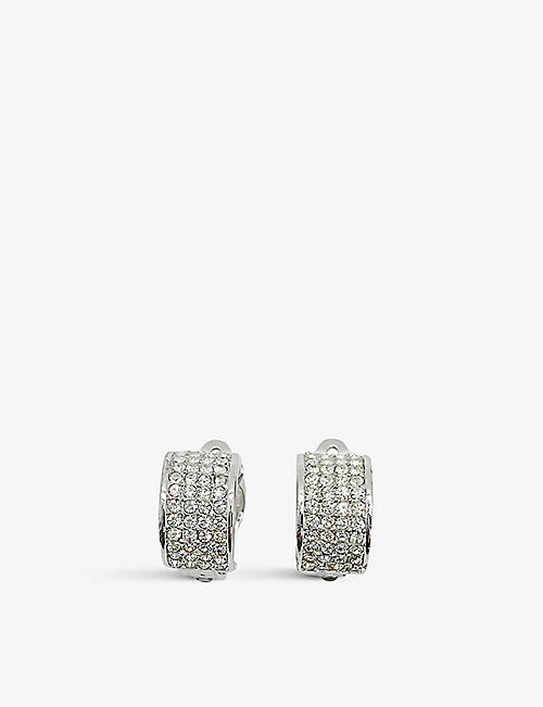 JENNIFER GIBSON JEWELLERY: Pre-loved Givenchy sterling silver-plated and crystal huggie hoop earrings