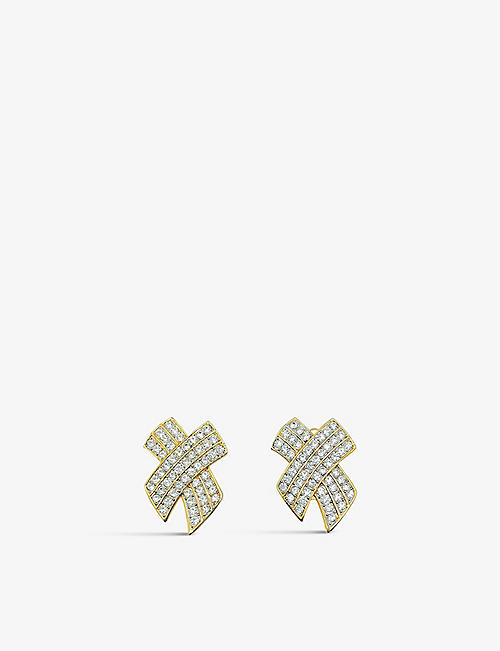 JENNIFER GIBSON JEWELLERY: Pre-loved Crystal Kiss yellow gold-plated and crystal clip-on earrings