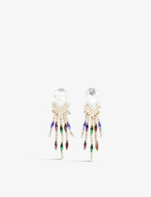 JENNIFER GIBSON JEWELLERY: Pre-loved yellow gold-plated metal and crystal tassel earrings