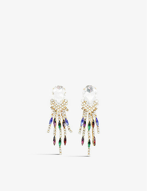 JENNIFER GIBSON JEWELRY: Pre-loved yellow gold-plated metal and crystal tassel earrings