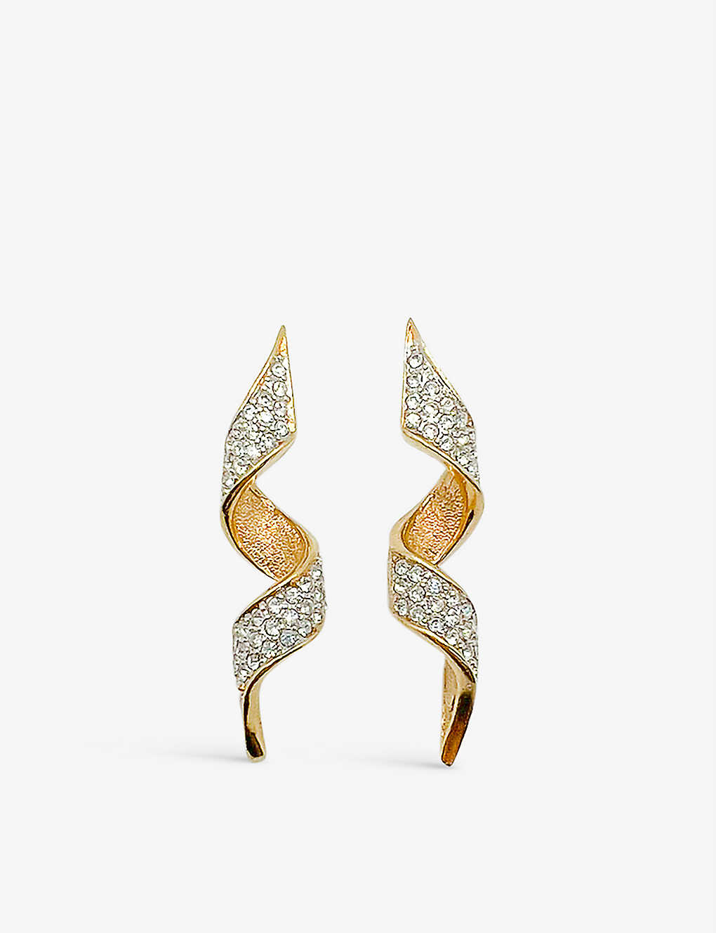 Jennifer Gibson Jewellery Pre-loved Yellow Gold-plated And Crystal Earrings In Gold Crystal