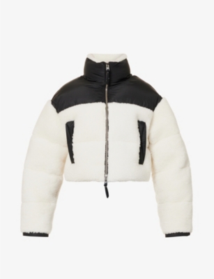 Shoreditch Ski Club White Maya Shearling Puffer Jacket In Natural White