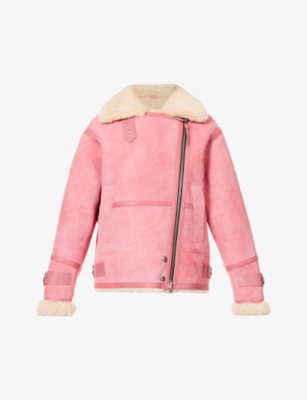 SHOREDITCH SKI CLUB: Alara contrast-collar shearling coat