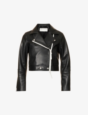 Shoreditch Ski Club Net Sustain Vyner Leather Biker Jacket In Black