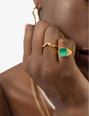 Missoma Womens Gold Molten Wave Recycled 18ct Gold-plated Recycled Sterling-silver Ring In Gold