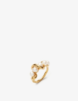 Missoma Gold-plated Vermeil Silver Molten Pearl Twisted Stacking