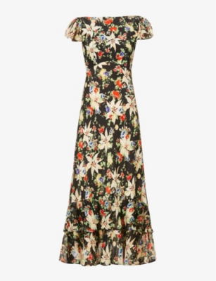 RIXO - Liberty tiered-hem silk maxi dress | Selfridges.com