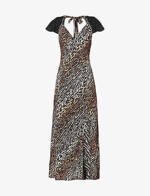 RIXO: Angelina leopard-print woven midi dress