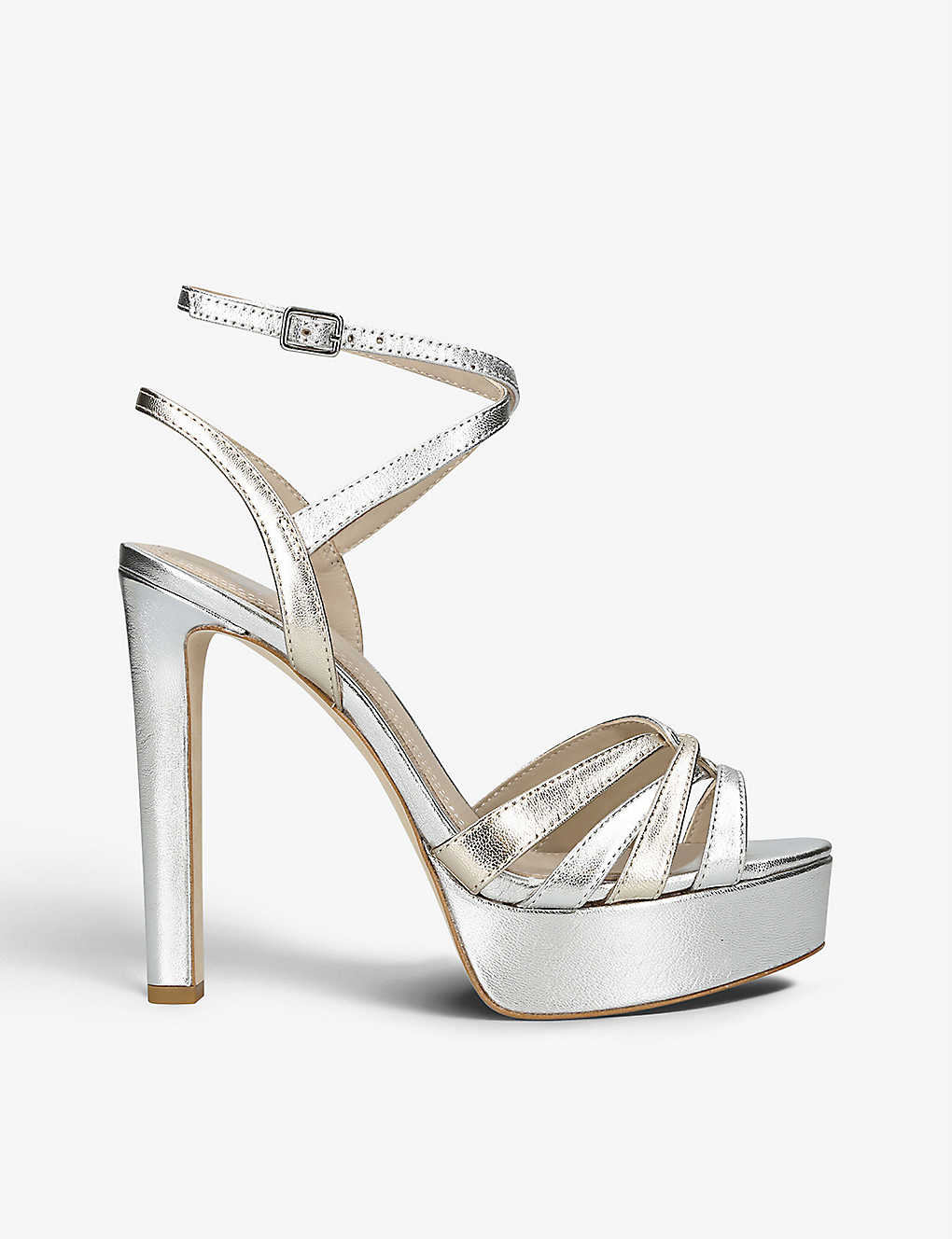 Shop Paige Women's Silver Com Charlee Strappy Metallic Leather Sandals