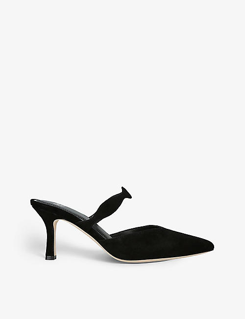 PAIGE: Pia pointed-toe kitten-heel suede mules