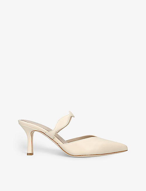PAIGE: Pia pointed-toe kitten-heel leather mules