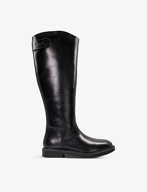 DUNE: Tame logo-debossed knee-high leather boots