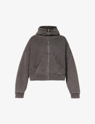 Entire Studios Full Zip Funnel-neck Cotton-jersey Hoody In Grey