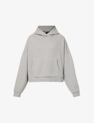 Entire Studios Boxy-fit Faded-wash Cotton-jersey Hoody In Grey