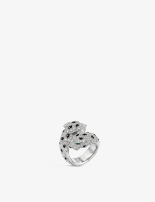 Cartier Womens White Gold Panthère De 18ct White-gold, 1.82ct Brilliant-cut Diamond, 0.08ct Emerald