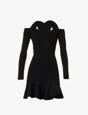 Alexander Mcqueen Alexander Mc Queen Off Shoulder Mini Dress In Black