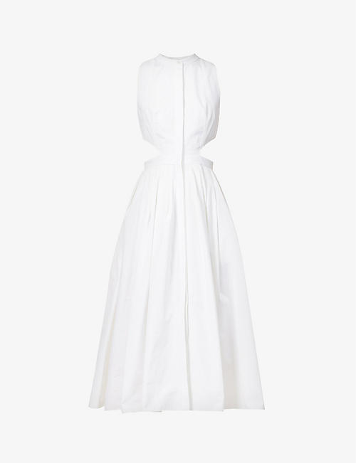 ALEXANDER MCQUEEN: Panelled flared-hem cotton midi dress
