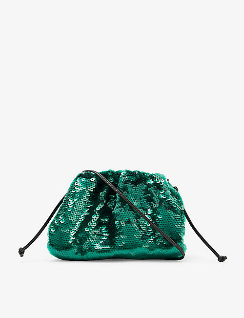 BOTTEGA VENETA: Portatutto sequin-embellished woven clutch bag