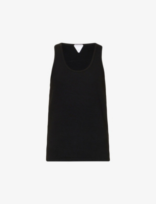Bottega Veneta Dry Stretch Cotton Ribbed Tank Top In Black