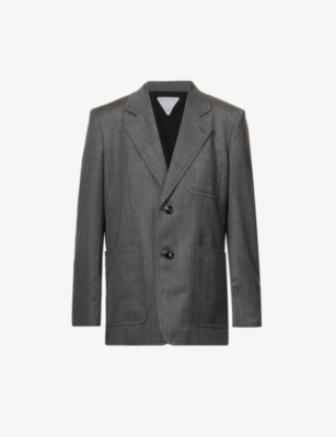 Bottega Veneta Chevron Pattern Jacket In Grey Black