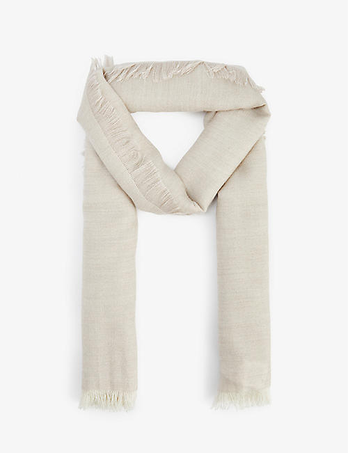 MAX MARA: Ginnata fringed-hem cashmere and silk-blend scarf