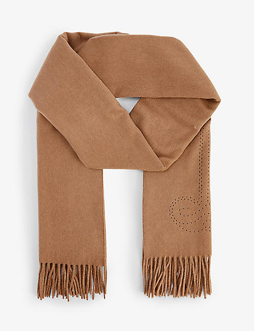 MAX MARA: Wsforo perforated-logo cashmere scarf